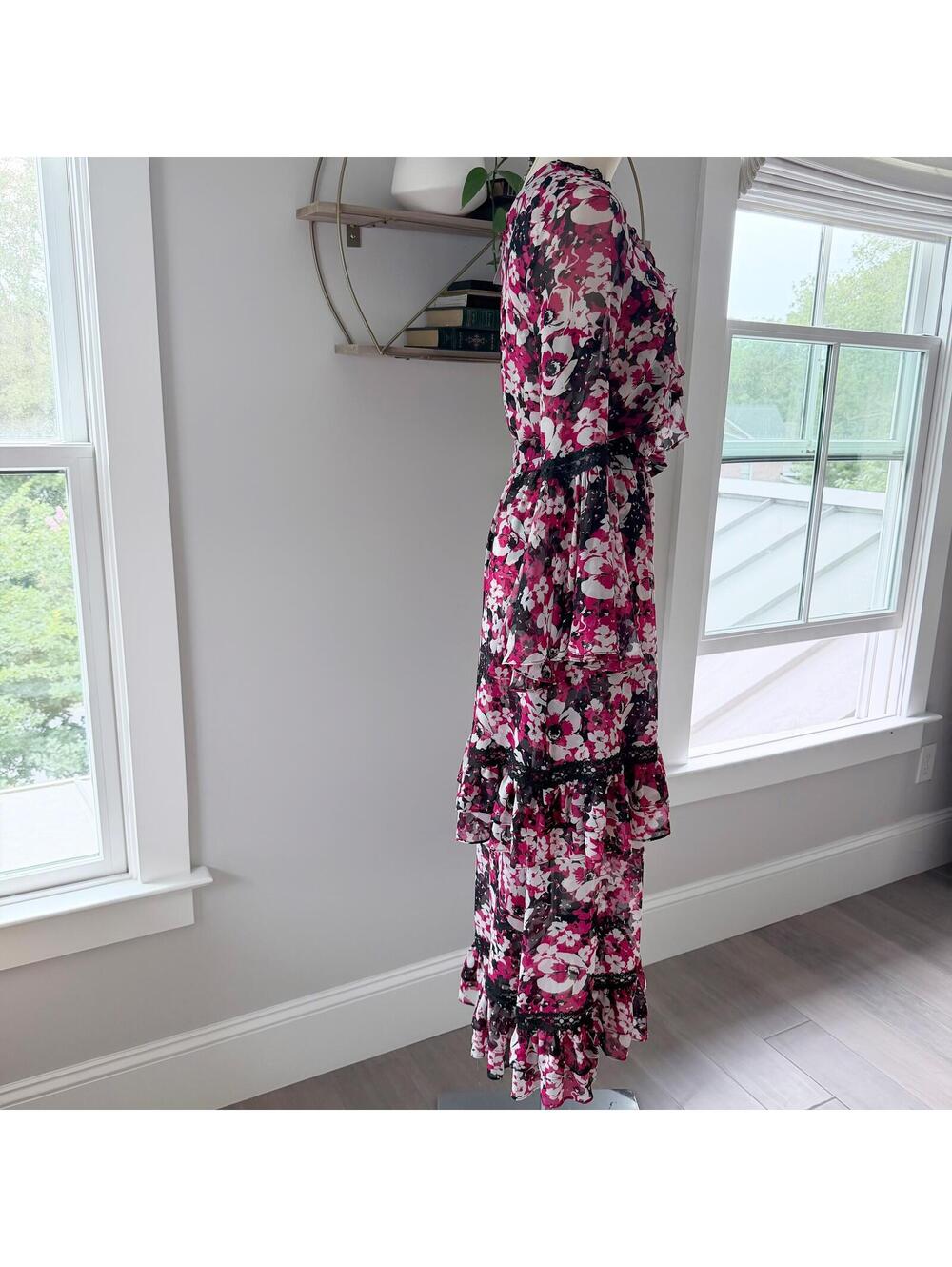 MISA Los Angeles Floral Print Ruffle Maxi Dress Size XS - Picture 2 of 8